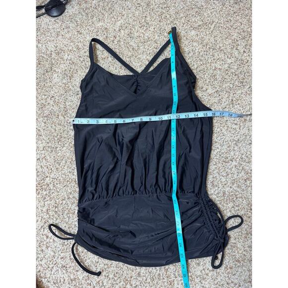 Athleta women's swim side scrunch Tankini/bikini, size 34 B/C; Black - Picture 4 of 9